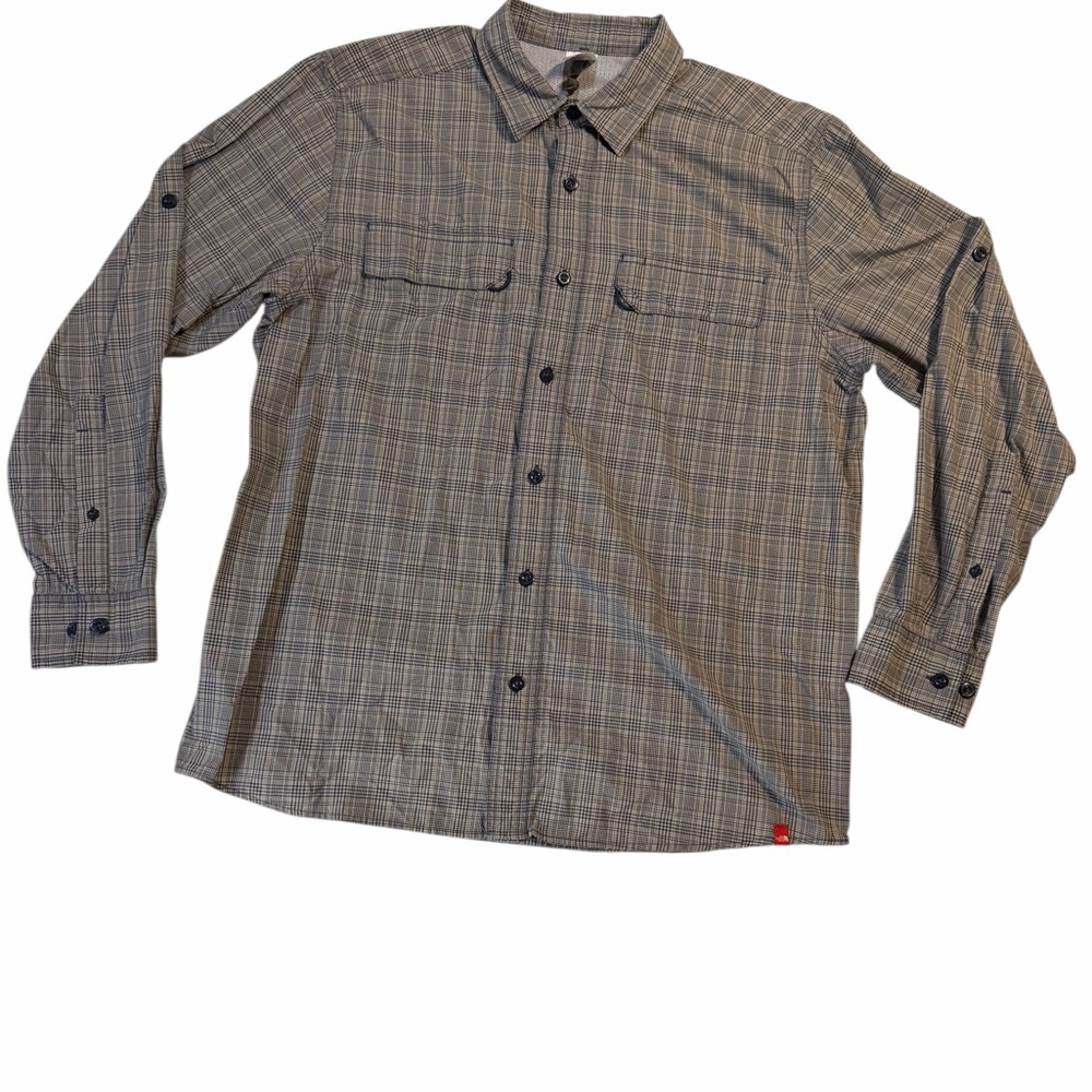 The North Face Grey Navy Checkered Casual Button Up Shirt Men’s Large
